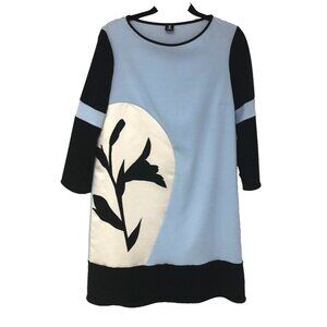 Artsy Silhouette‎ Dress Women 46 L Colorblock Black Blue Sheath Office
